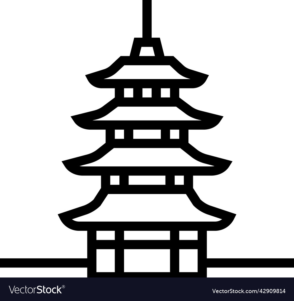 Pagoda asia building line icon Royalty Free Vector Image