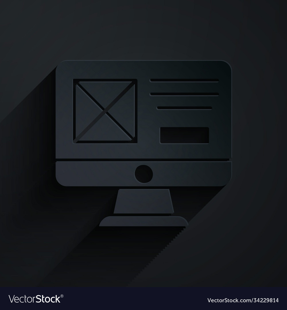 Paper cut ui or ux design icon isolated on black Vector Image