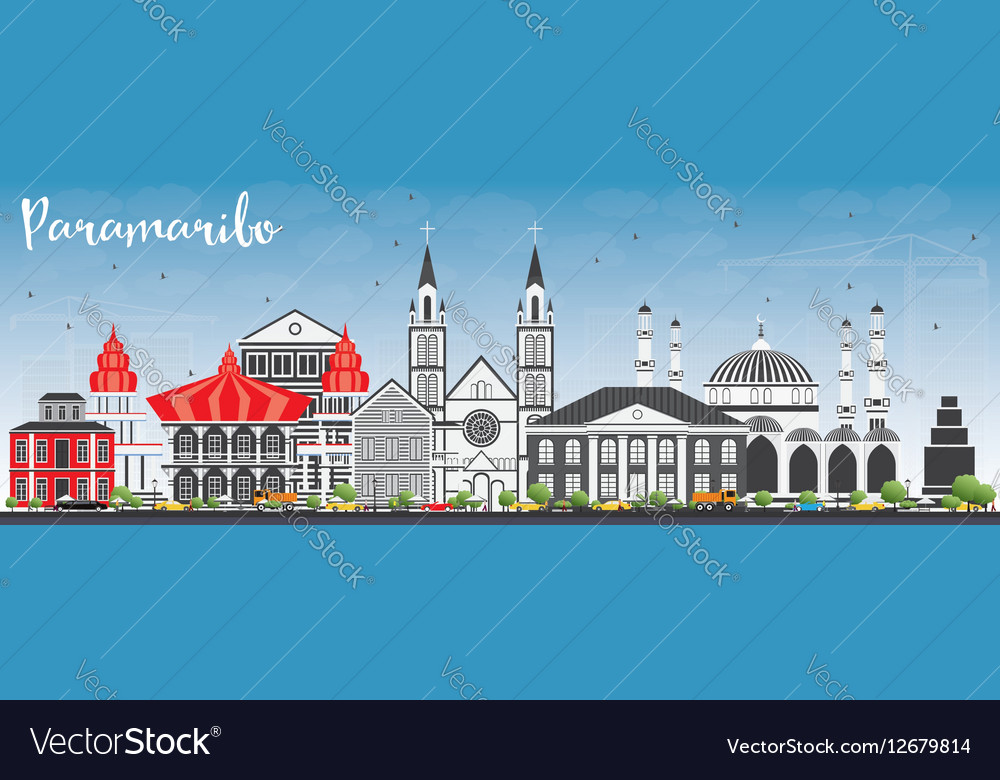 Paramaribo Skyline With Gray Buildings Royalty Free Vector