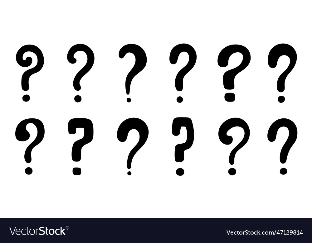 Question mark set hand drawn in simple style vector image Question mark set hand drawn in simple style
