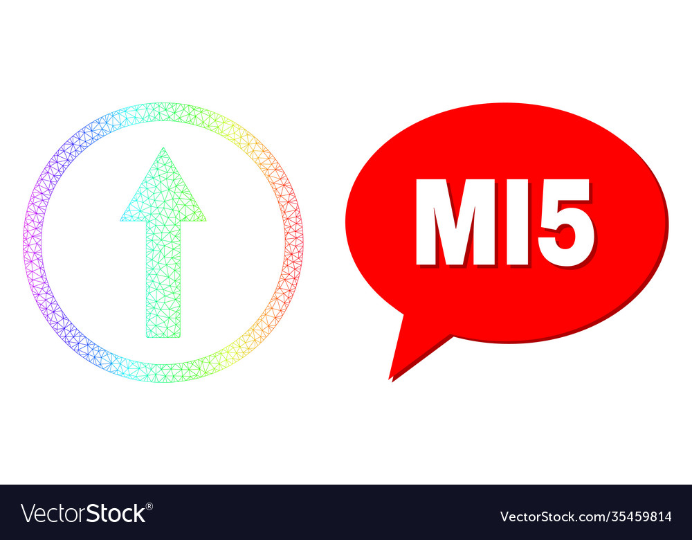 Rainbow net gradient up rounded arrow icon and mi5 vector image Rainbow net gradient up rounded arrow icon and mi5