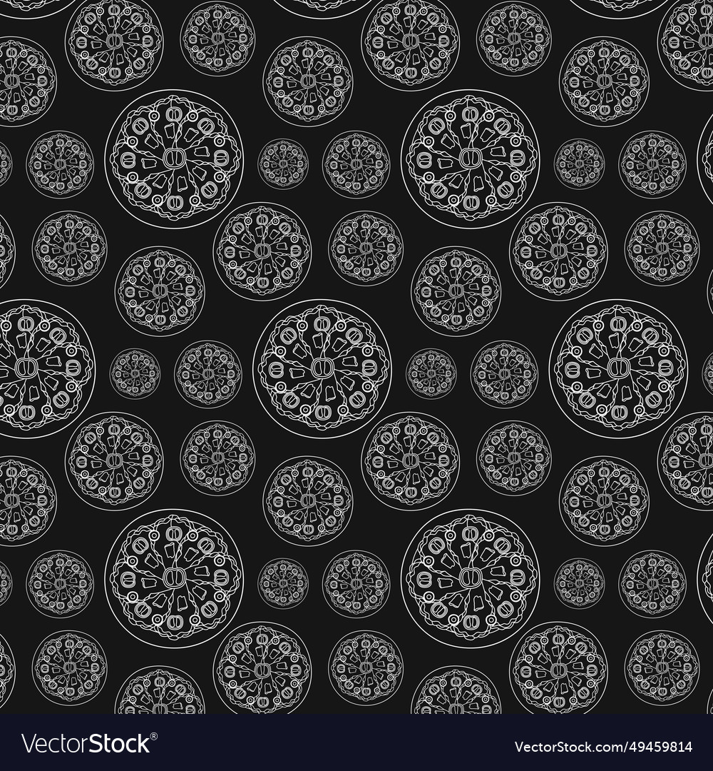 Seamless pattern with caesar pizza of different