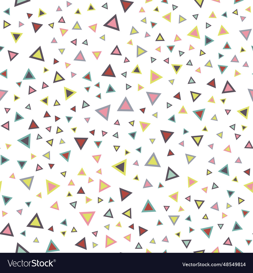 Seamless pattern with color triangles on white vector image Seamless pattern with color triangles on white