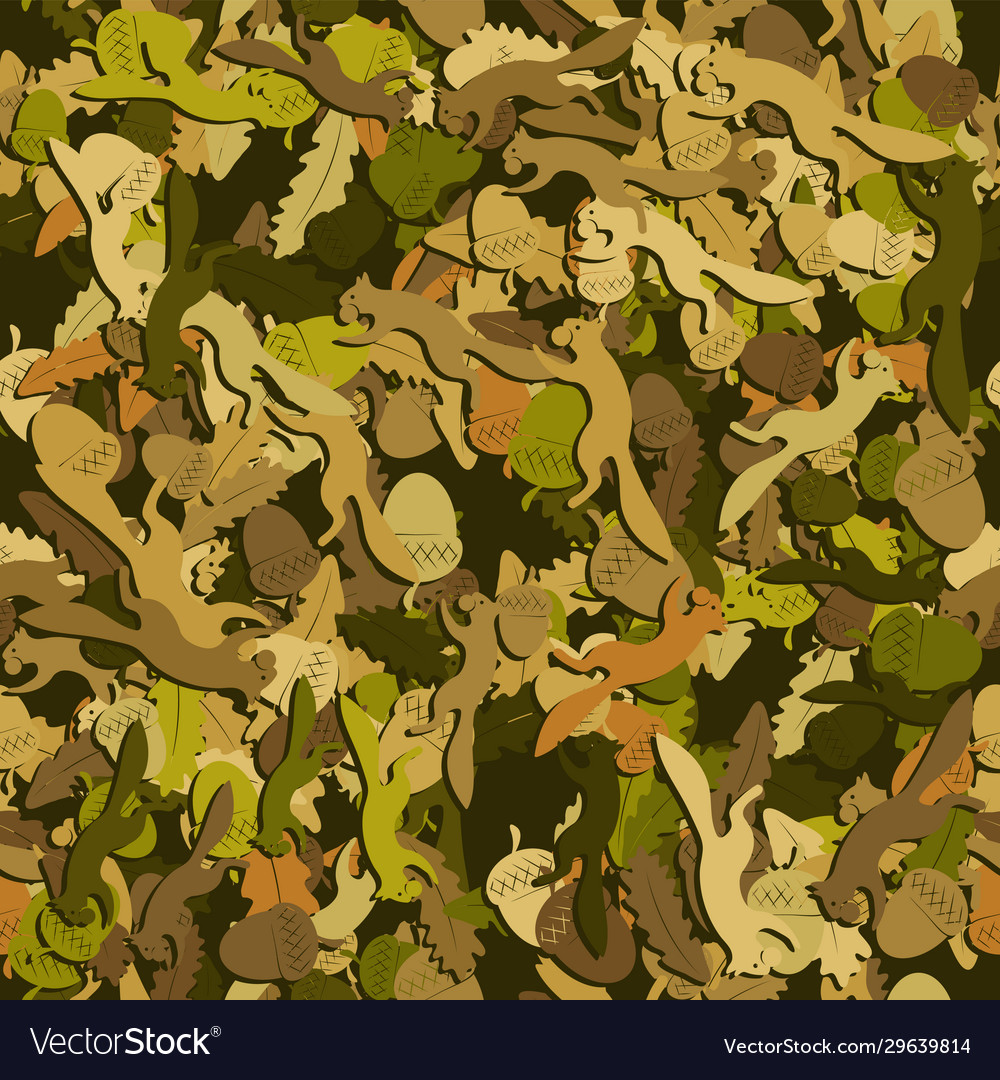 Seamless squirrel pattern with acorn nut and oak vector image Seamless squirrel pattern with acorn nut and oak
