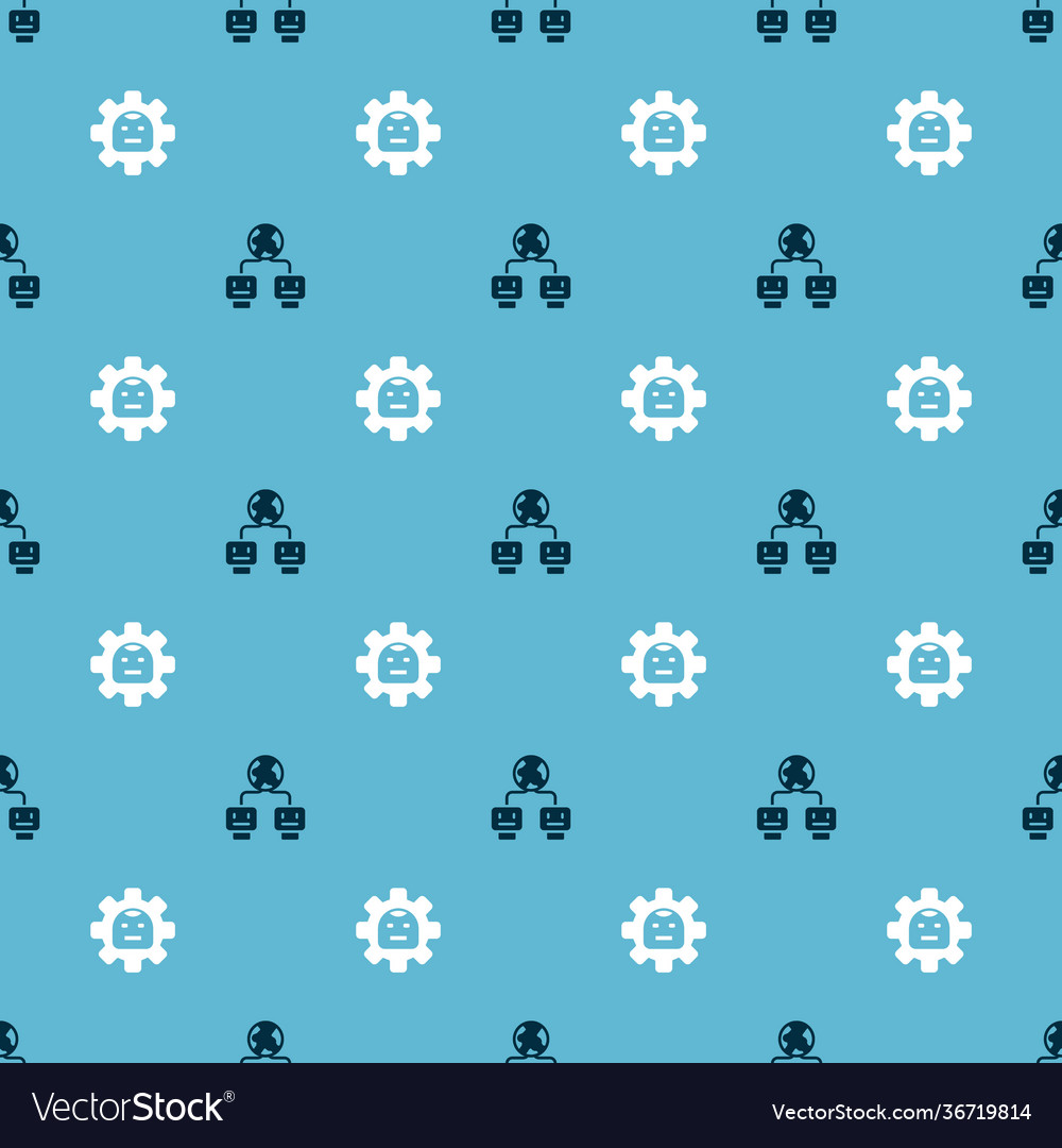 Set artificial intelligence and robot on seamless vector image Set artificial intelligence and robot on seamless