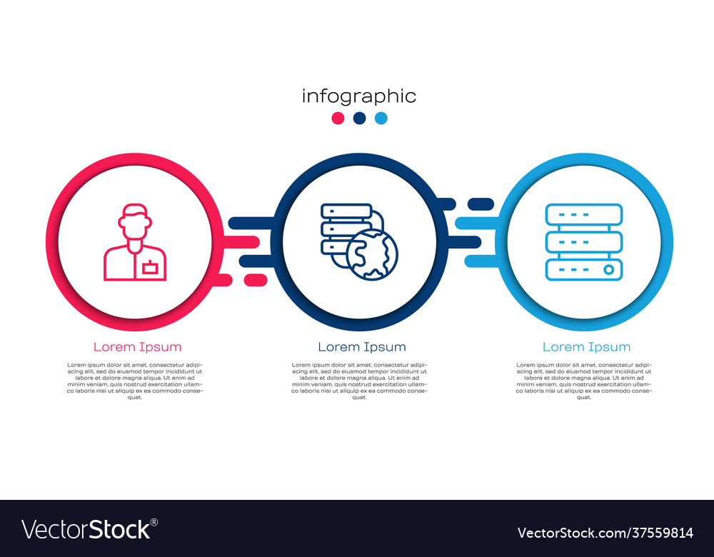 Set line analyst engineer network cloud vector image Set line analyst engineer network cloud