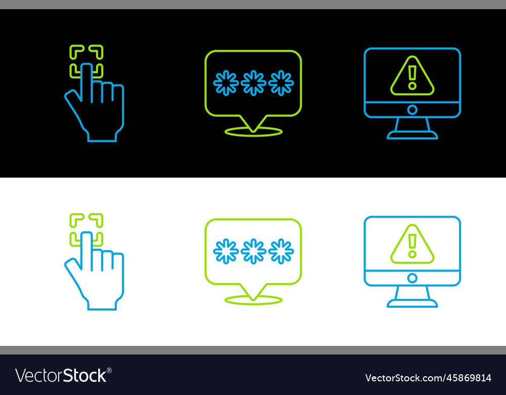 Set line monitor with exclamation mark vector image Set line monitor with exclamation mark