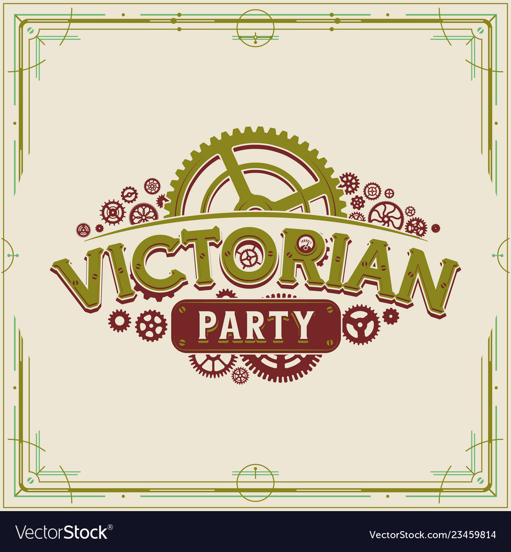 Victorian Party Vintage Gears Logo Design Vector Image