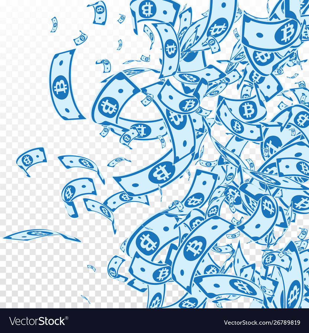 Bitcoin internet currency notes falling messy bt Vector Image