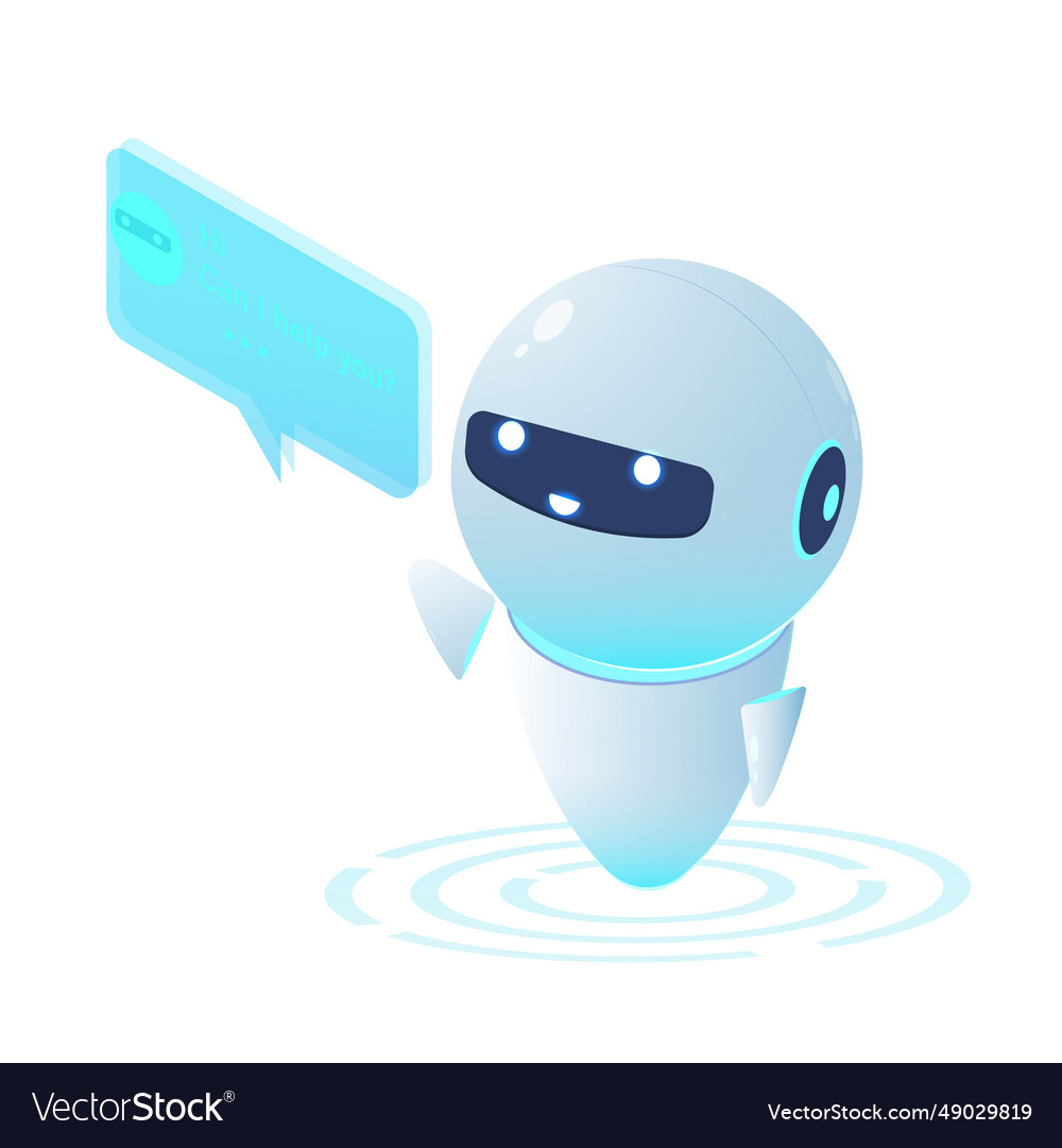 Chat bot robot character with speech bubble Vector Image Chat bot robot character with speech bubble