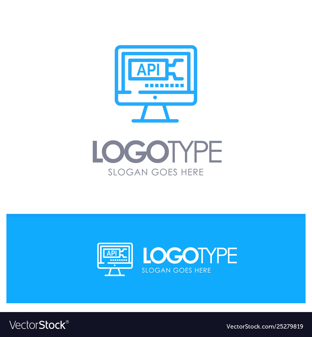Computer code coding education blue logo line vector image Computer code coding education blue logo line