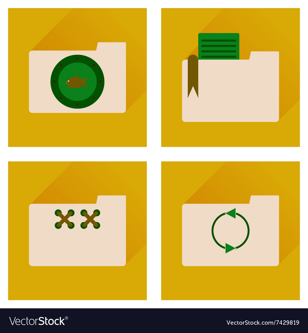 Concept of flat icons with long shadow folder