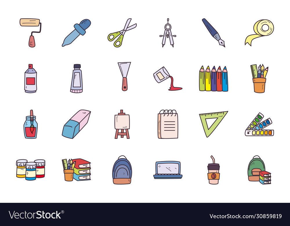 Creativity and design fill style icon set