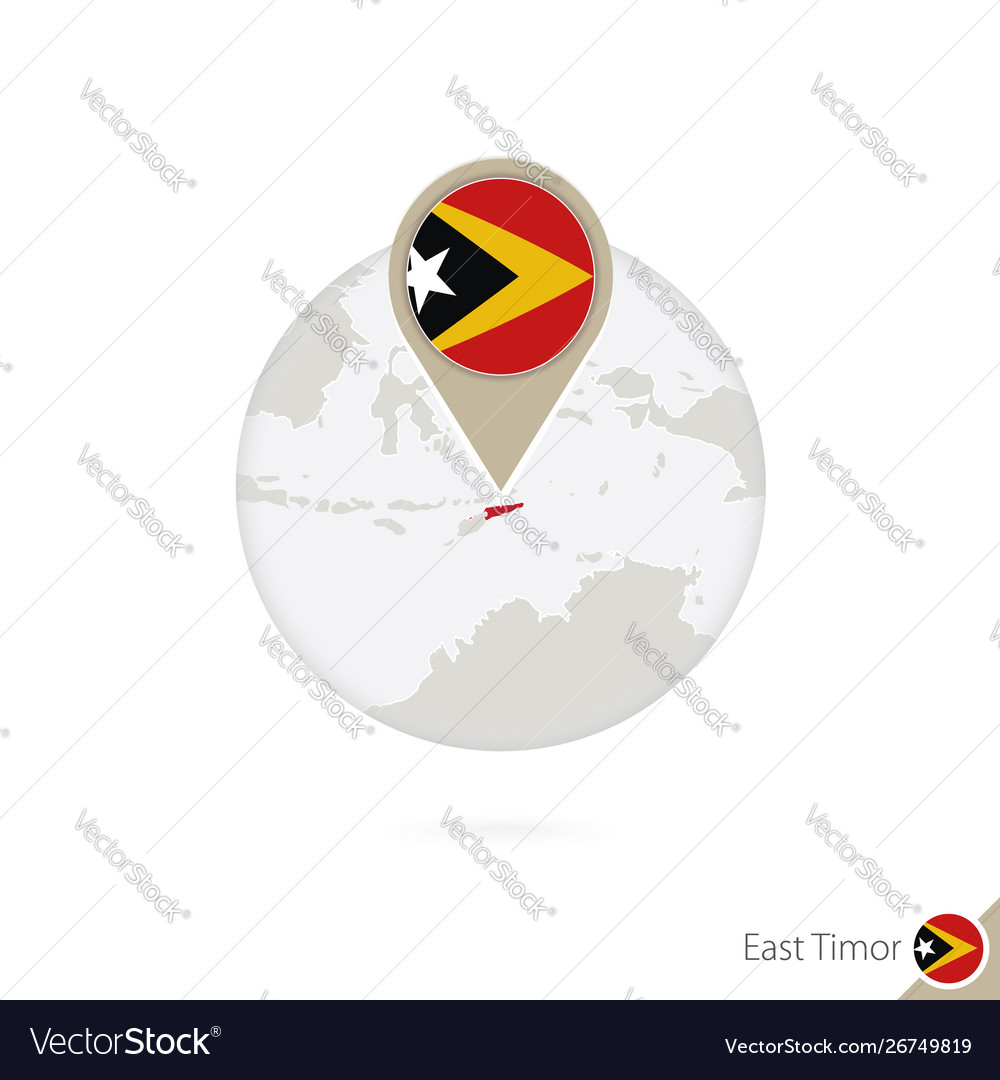 East timor map and flag in circle