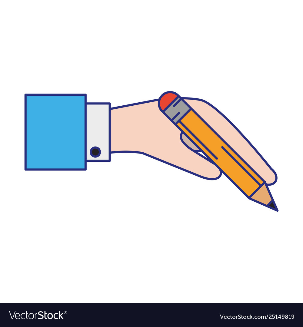 Hand holding pencil