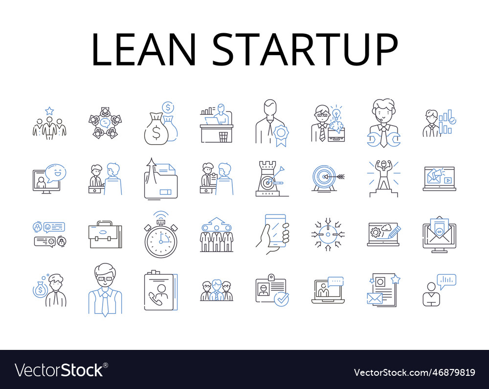 Lean startup line icons collection agile vector image Lean startup line icons collection agile