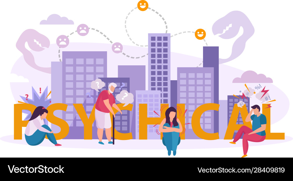 Mental disorders flat background Royalty Free Vector Image