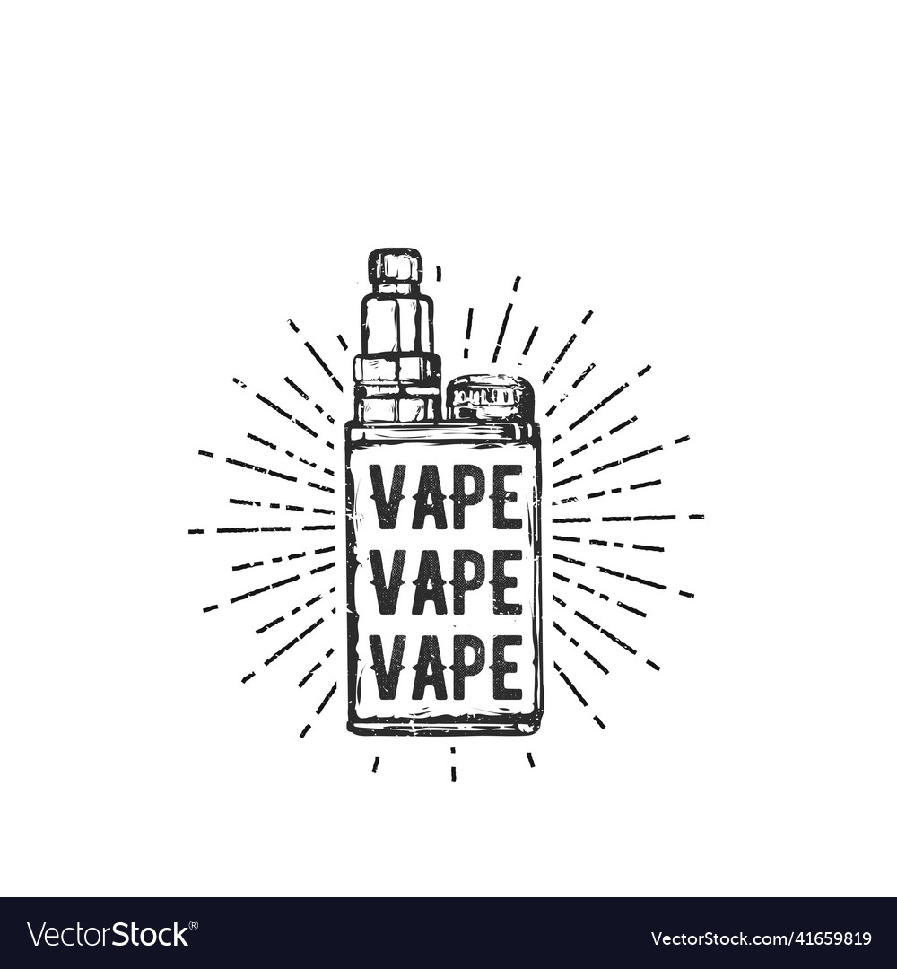 Retro emblem with vaping attributes for print Vector Image Retro emblem with vaping attributes for print
