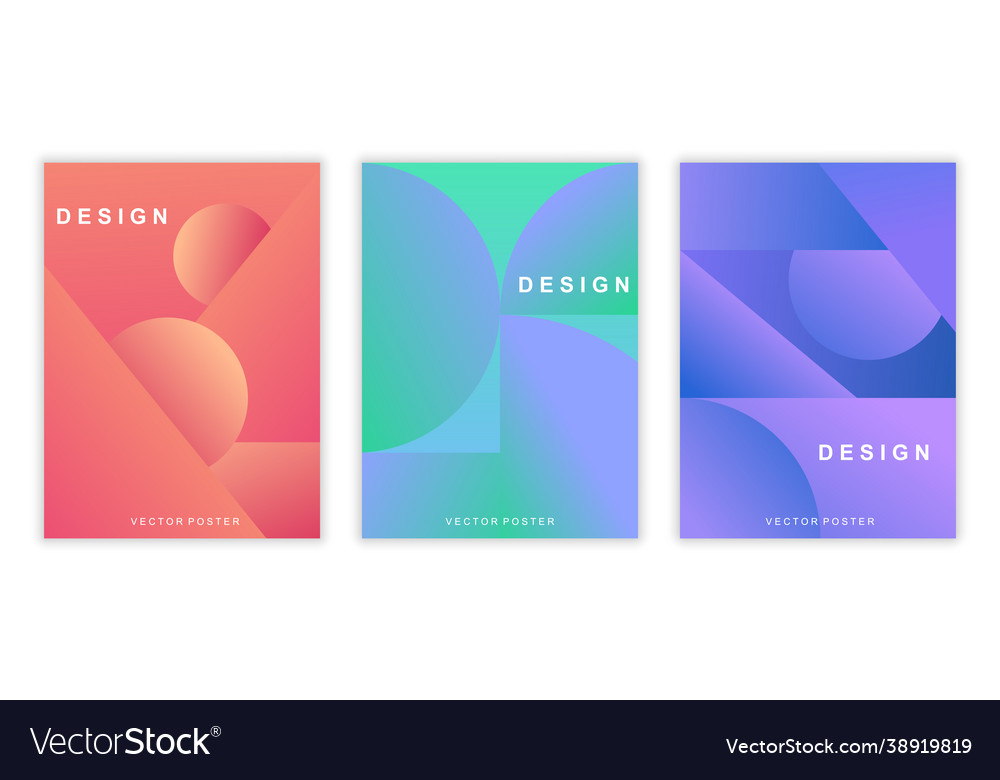 Set colorful minimalistic posters with grapient