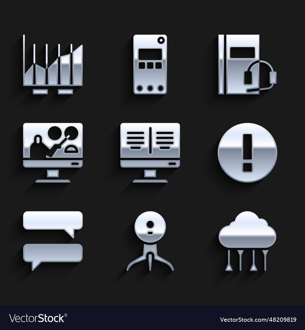 Set online book on monitor web camera network Vector Image Set online book on monitor web camera network
