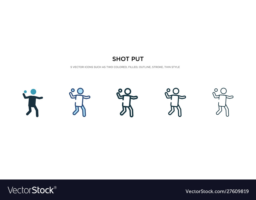 Shot put icon in different style two colored