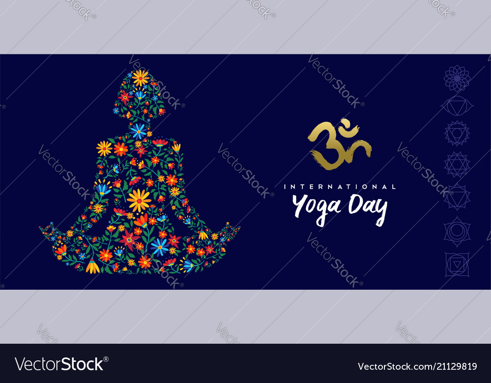 Yoga Day Web Banner Of Woman In Lotus Pose Vector Image