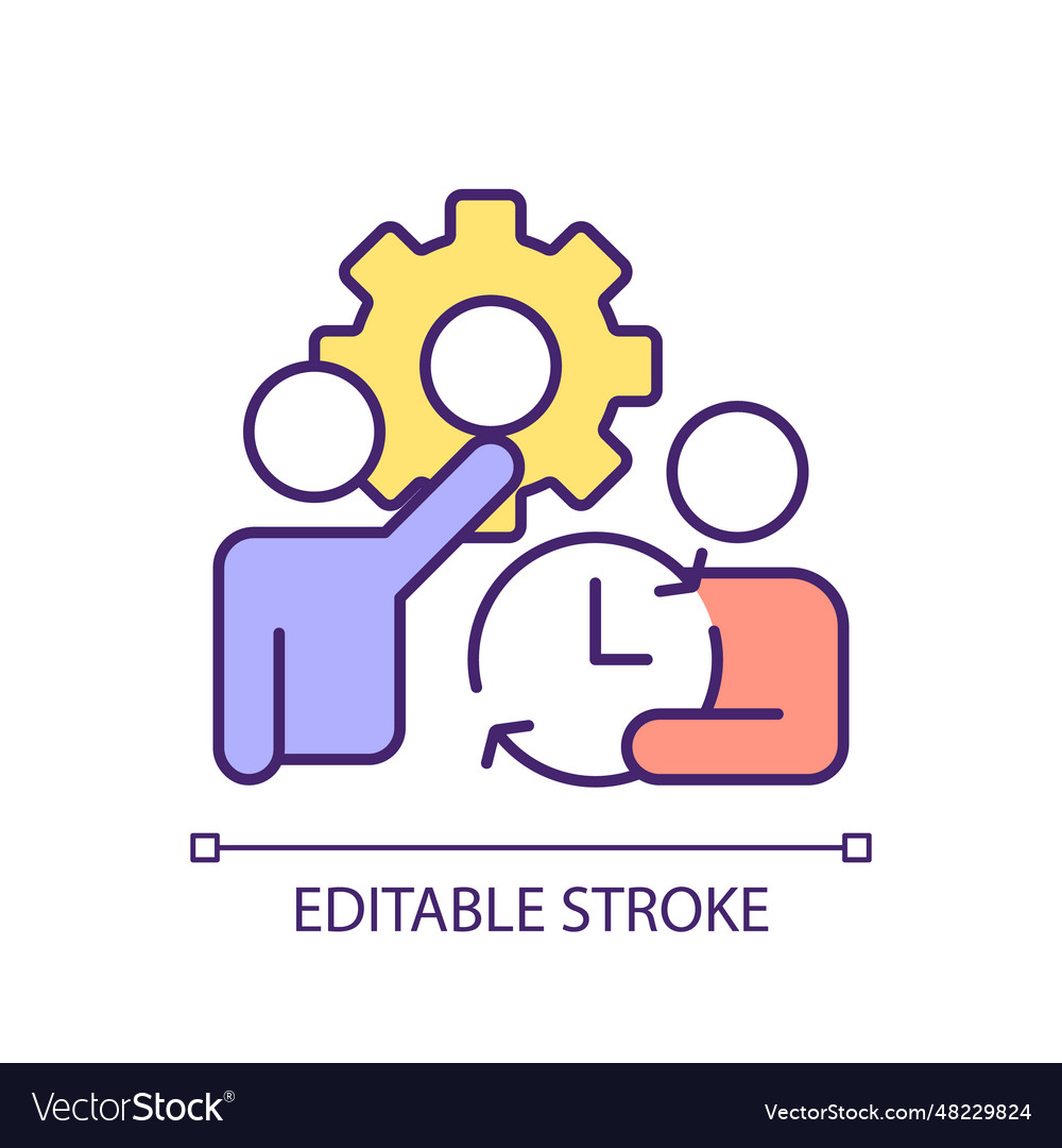 2d thin line colorful time consuming tasks icon vector image 2d thin line colorful time consuming tasks icon