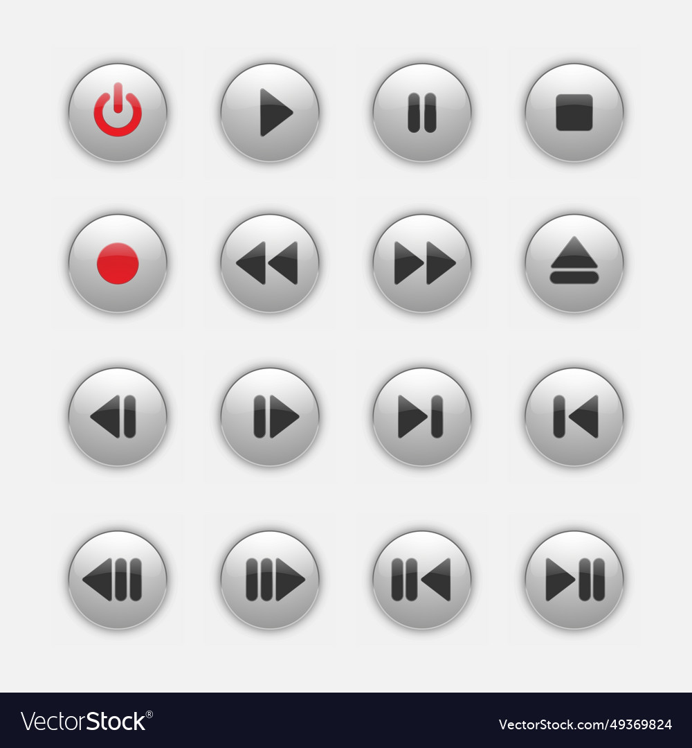 A set of buttons with glare effect for audio vector image A set of buttons with glare effect for audio