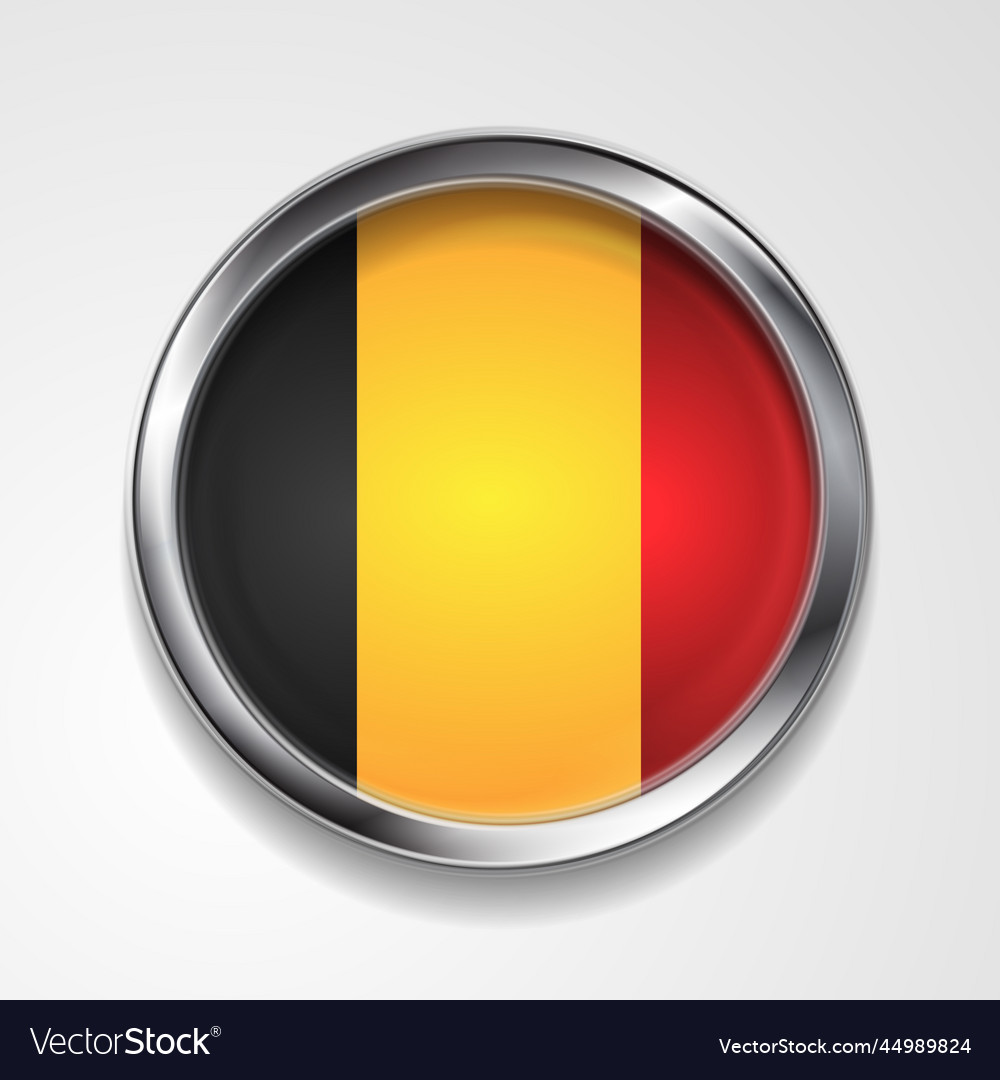 Abstract badge button with metallic frame belgian vector image Abstract badge button with metallic frame belgian