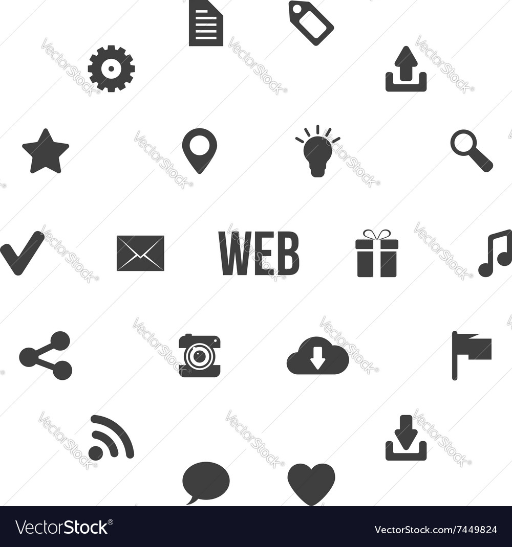 Black and white web icons in circles