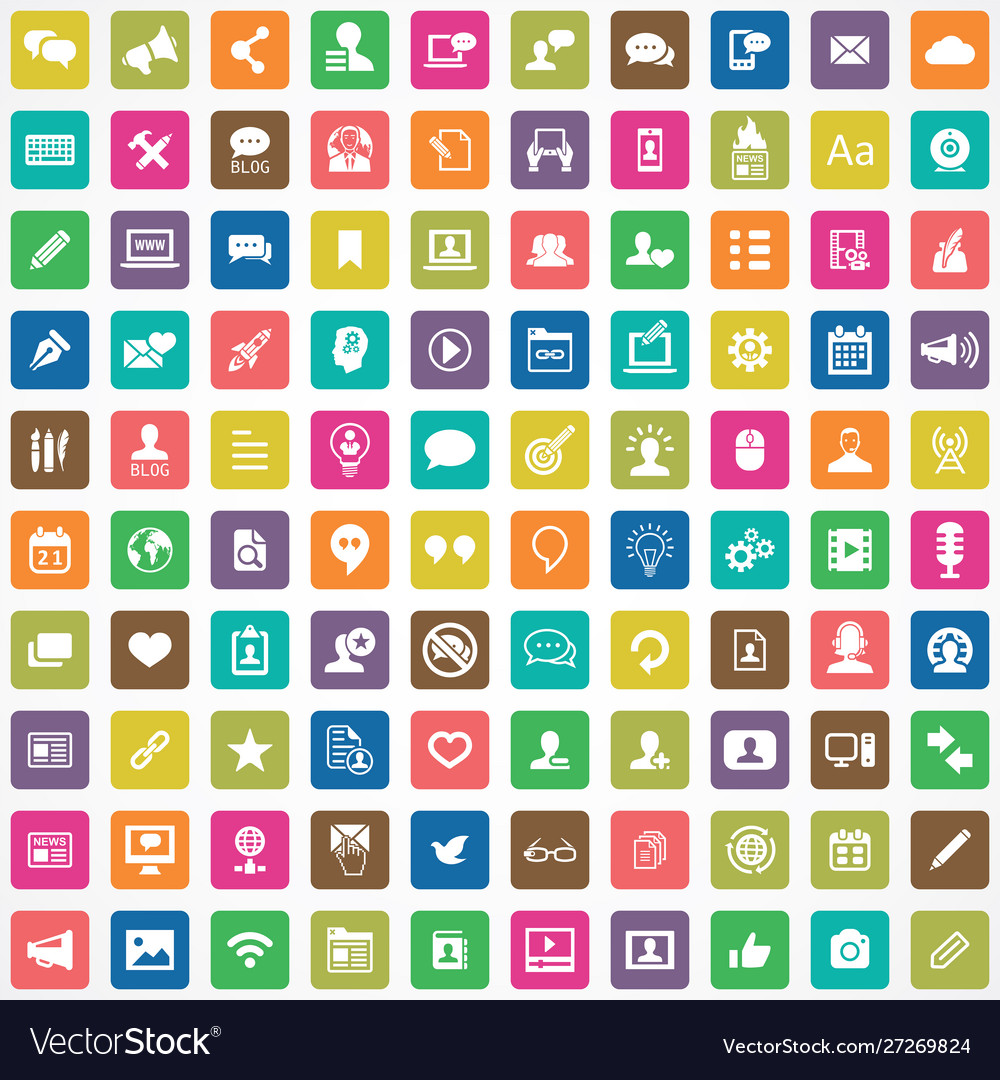 Blog 100 icons universal set for web and ui