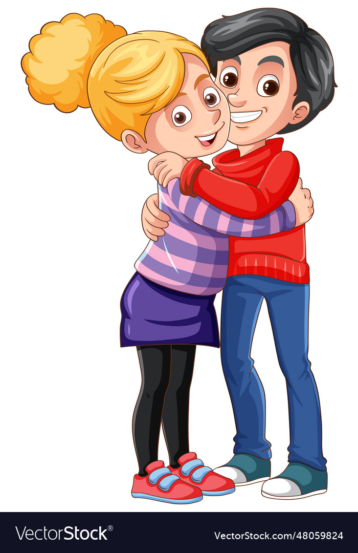 Cute young couple cartoon character Royalty Free Vector