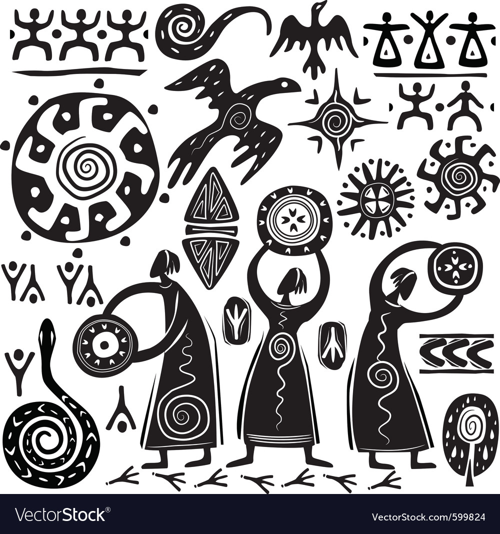 Elements for designing primitive art Royalty Free Vector