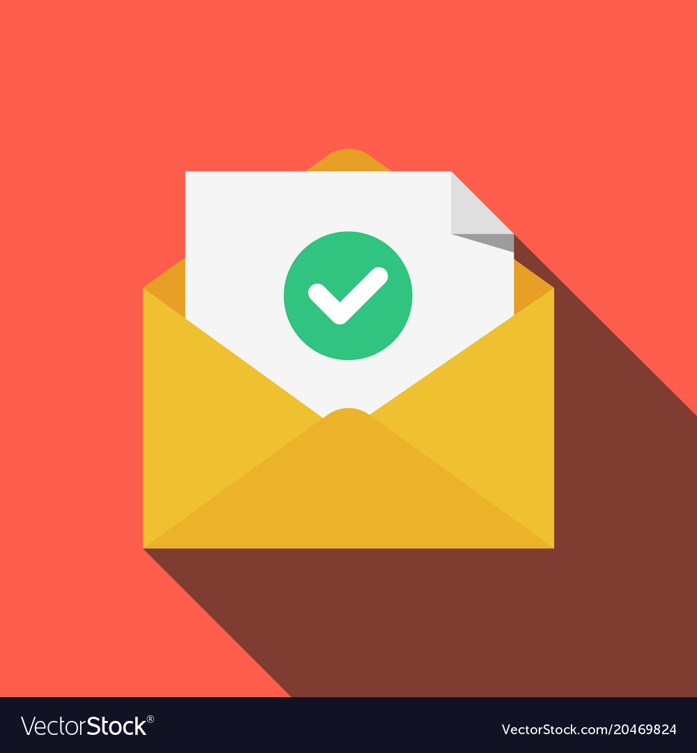Envelope with document and round green check mark