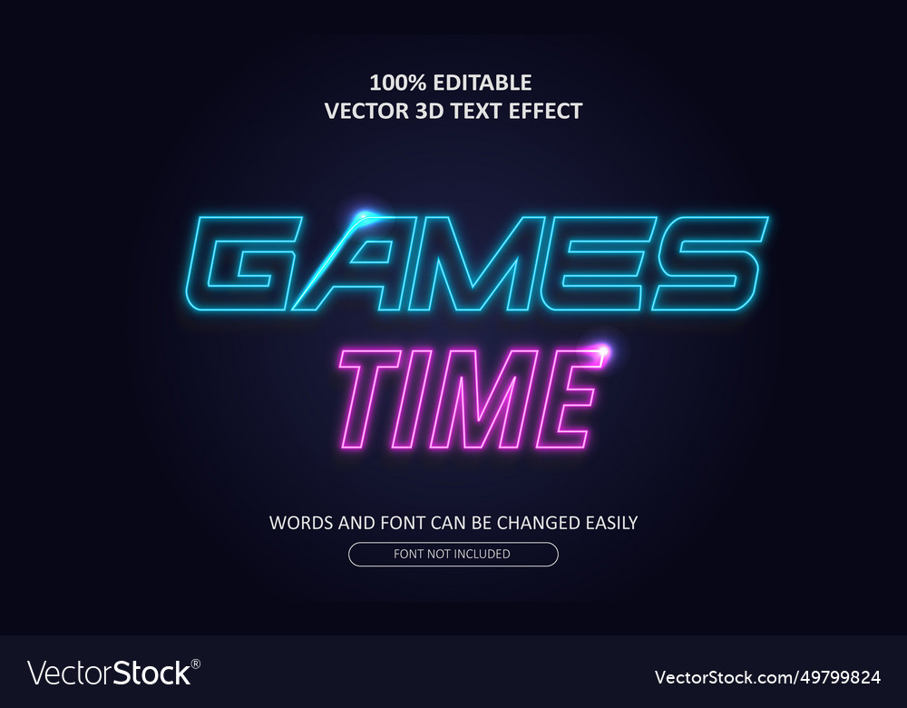Games time text effect design Royalty Free Vector Image