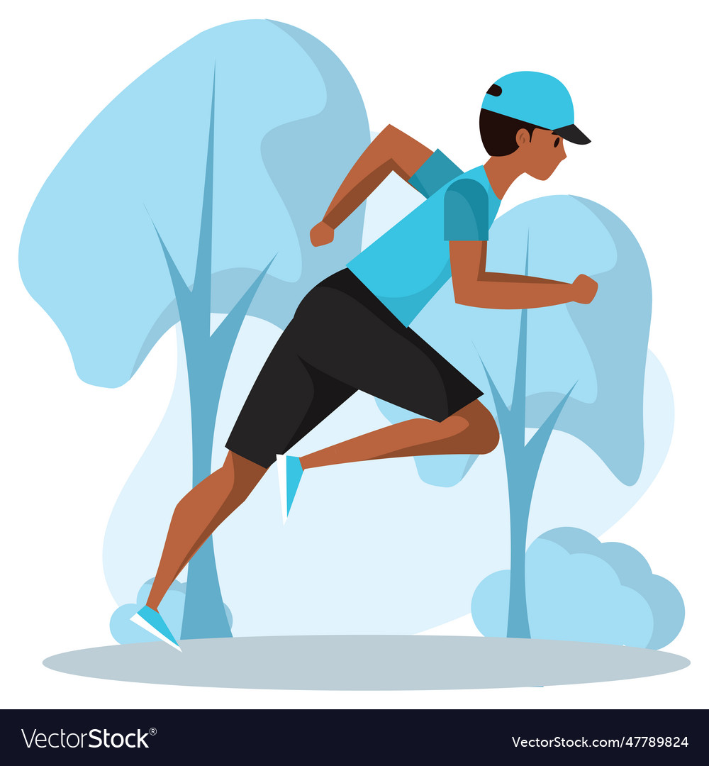 Isolated colored abstract boy character running
