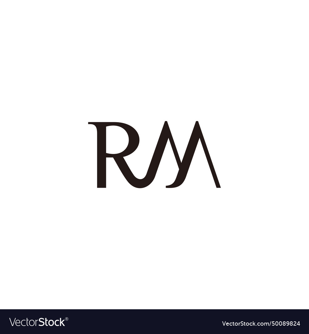 Letter Rm Loop Curves Font Simple Logo Royalty Free Vector