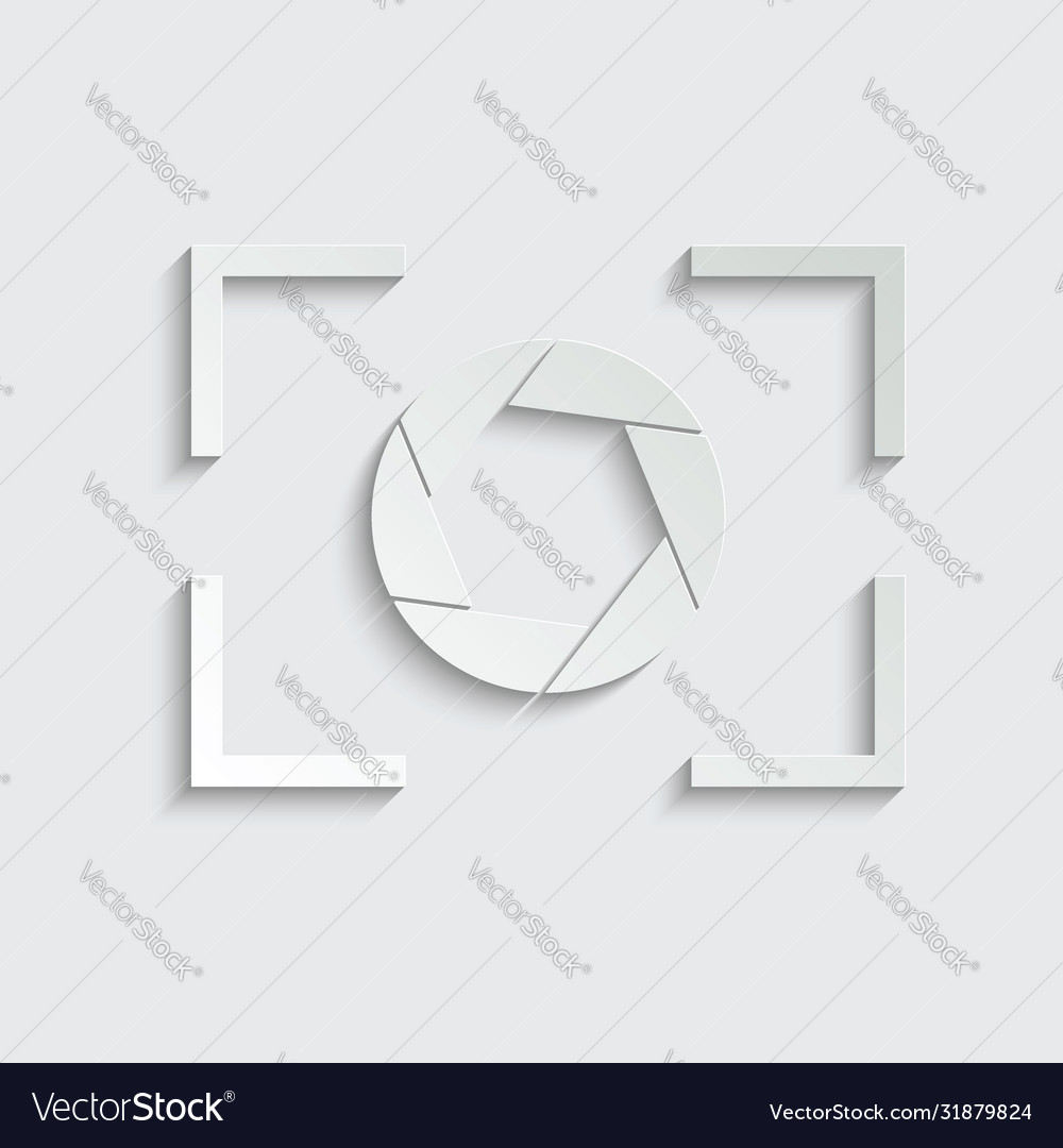 Paper camera objective icon symbol for web