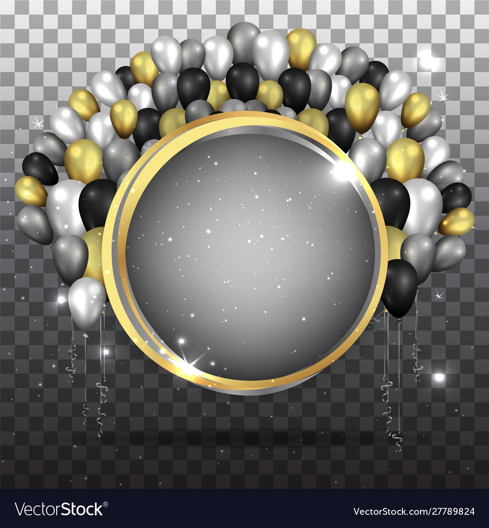 Round empty frame with realistic elegant balloons Vector Image Round empty frame with realistic elegant balloons
