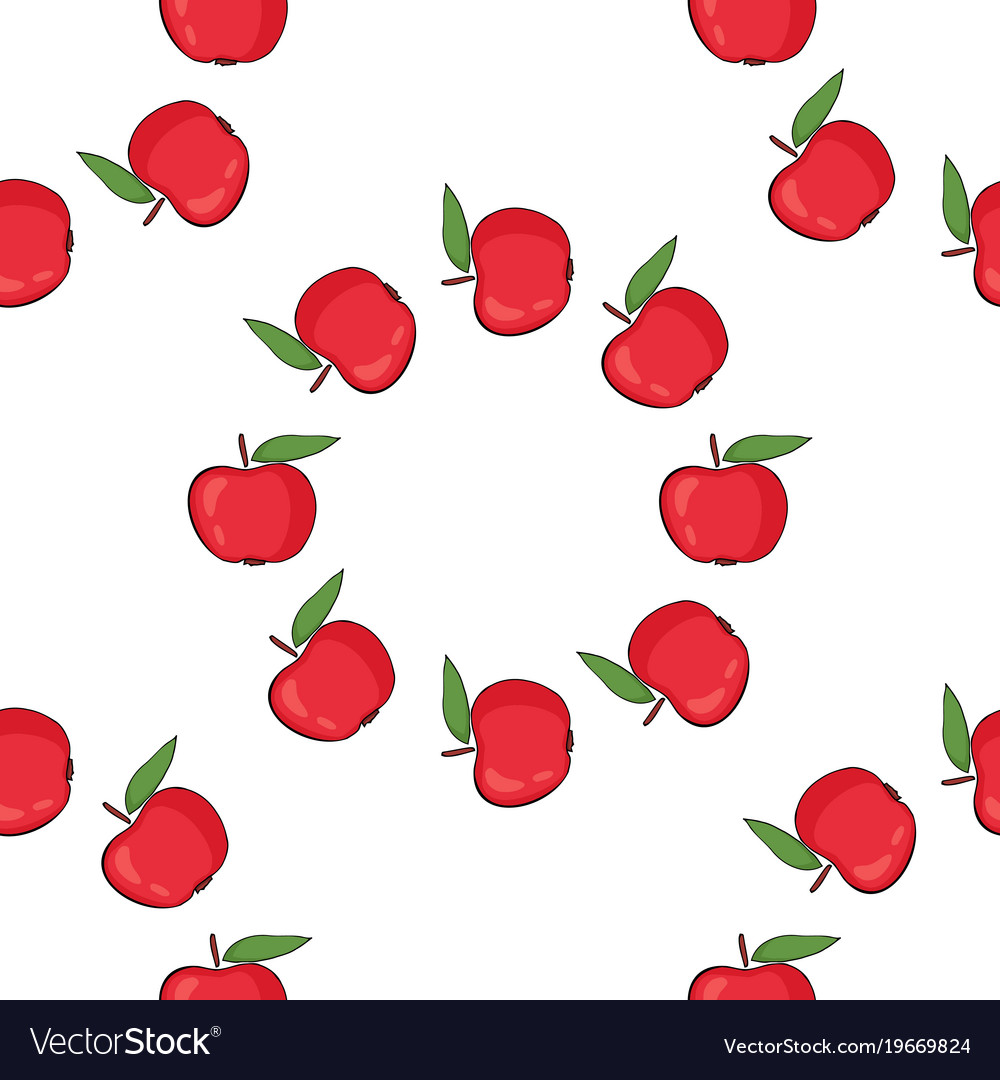 Seamless pattern background with red apples