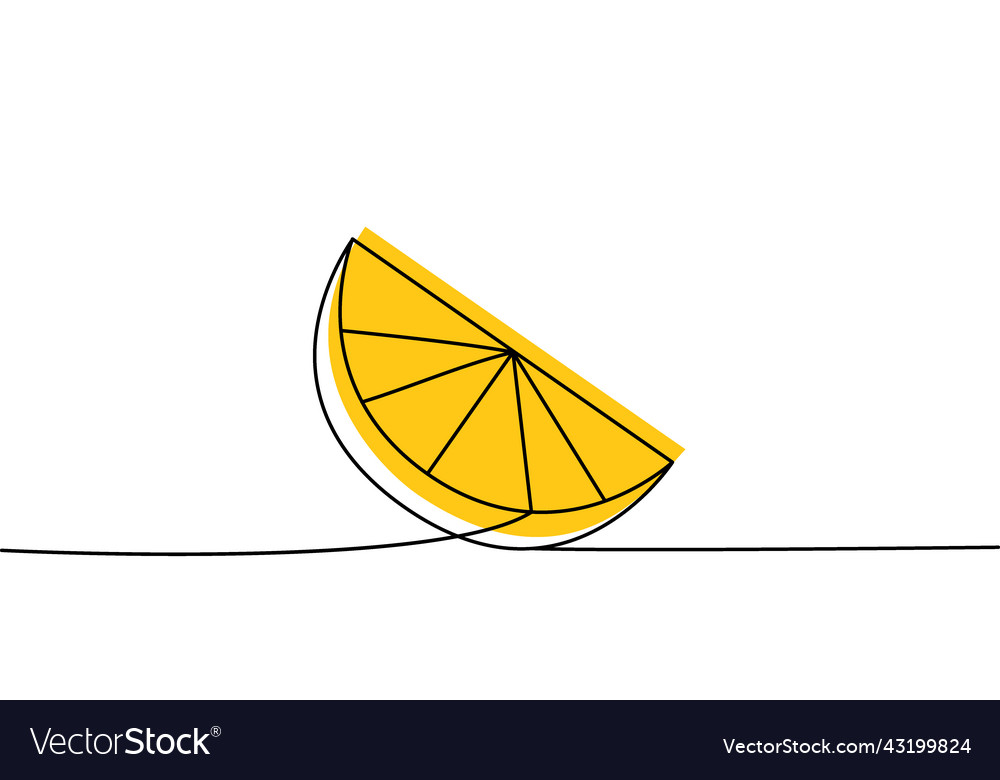 Set of lemon slice one line colored continuous Vector Image Set of lemon slice one line colored continuous
