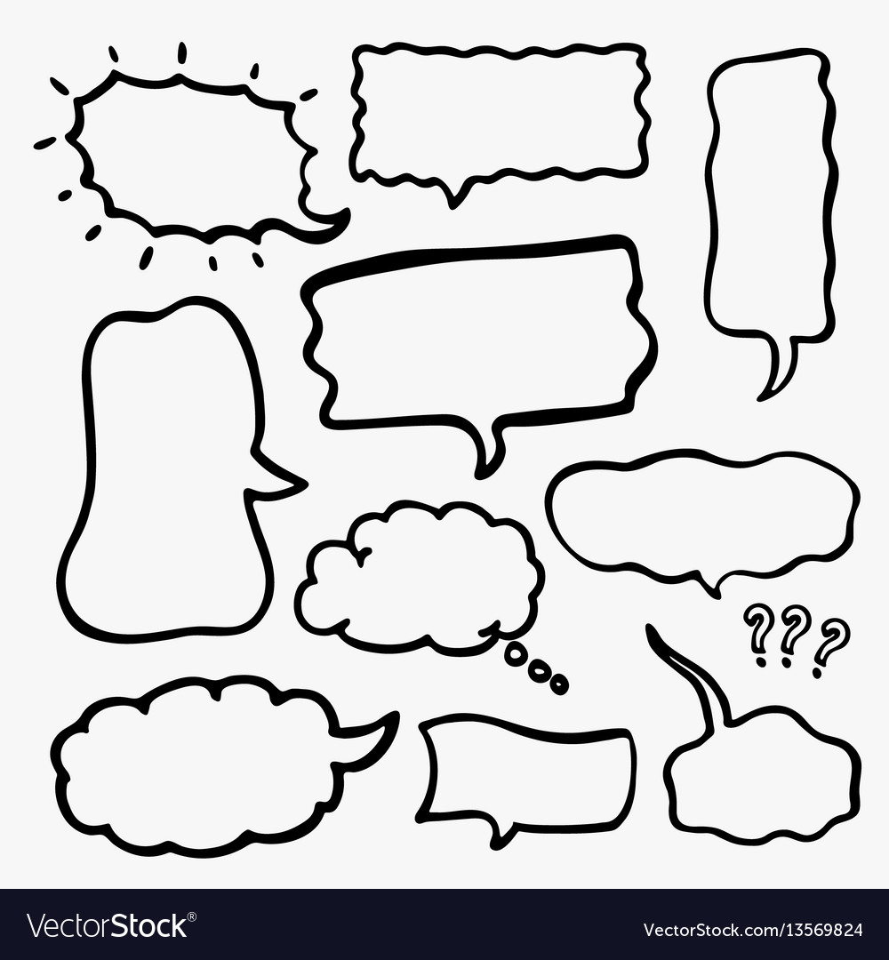 Set of sketched speech bubbles vector image Set of sketched speech bubbles