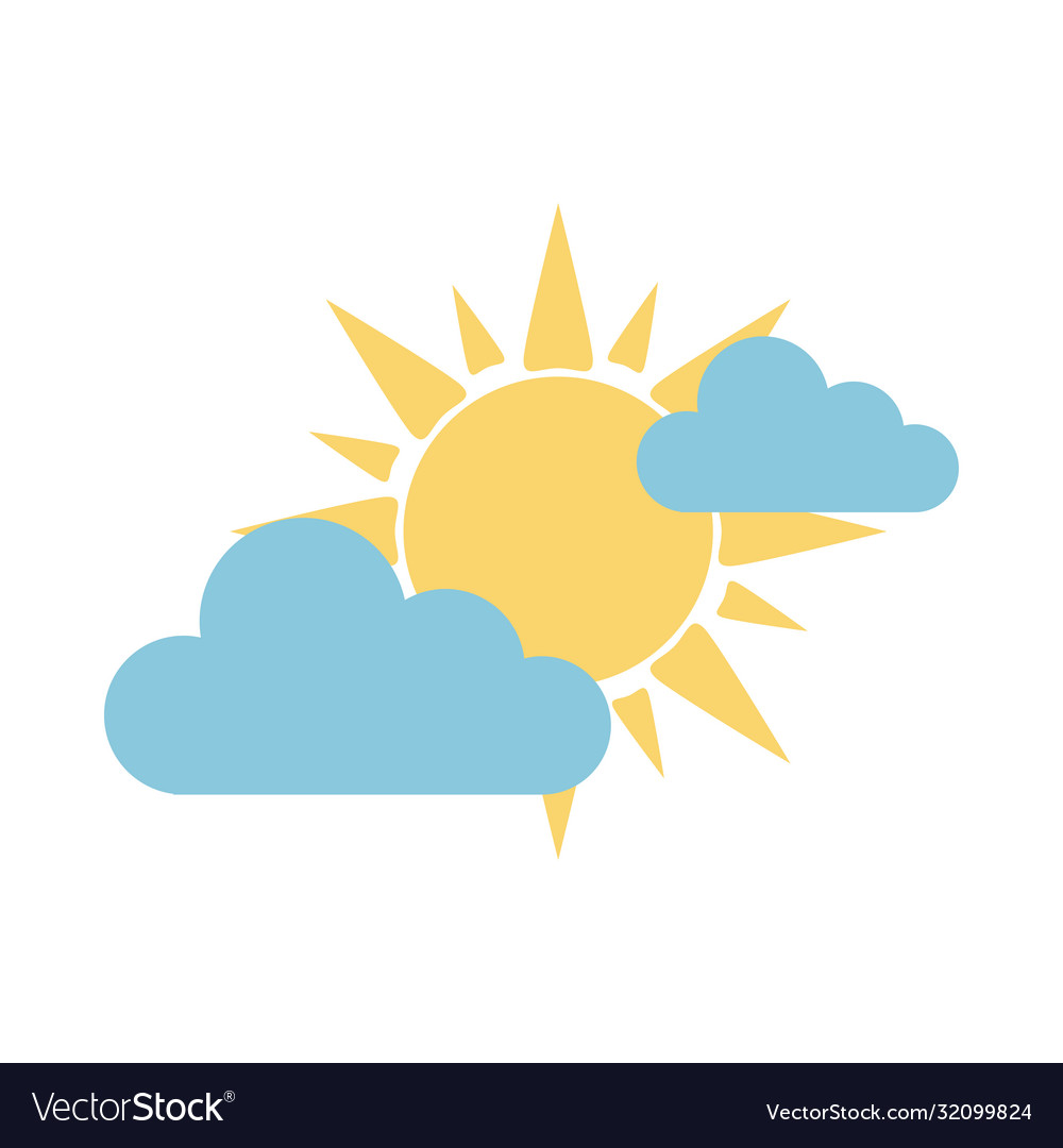 Sun clouds sky weather in flat style isolated icon