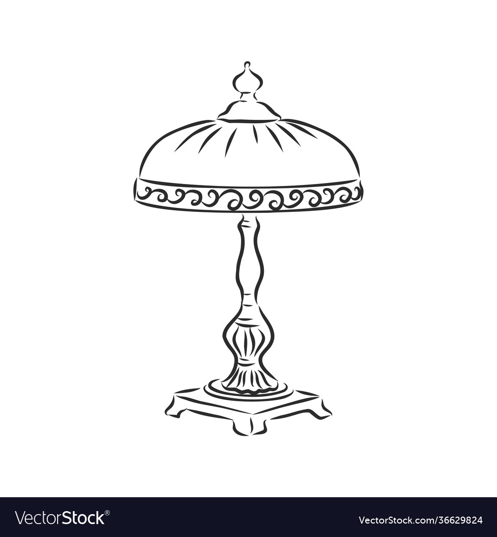Table lamp sketch icon isolated on background