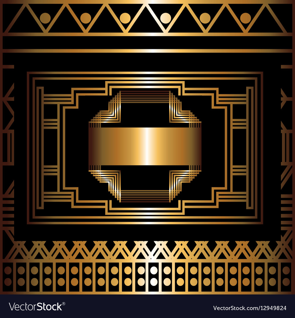 Two-color pattern with art deco frame