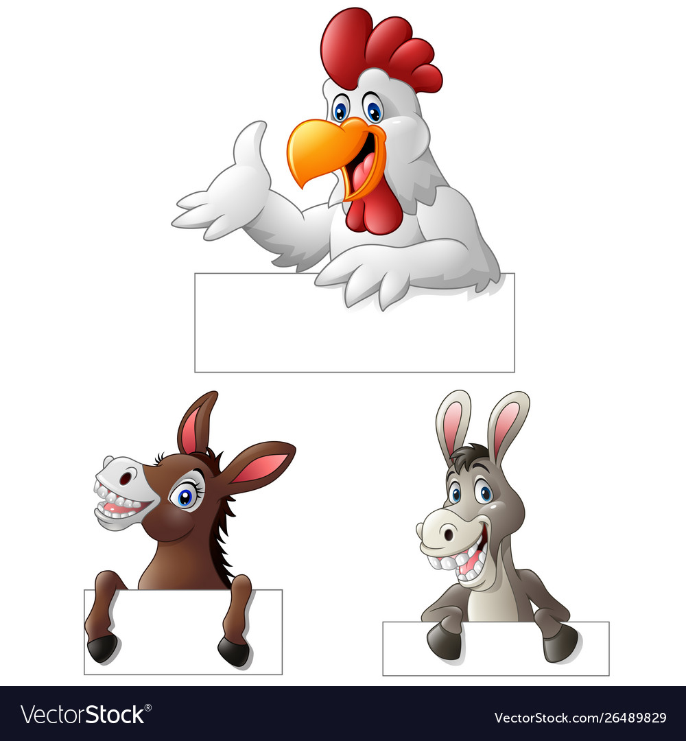 Cartoon Farm Tier mit leerem Zeichen vector image Cartoon Farm Tier mit leerem Zeichen