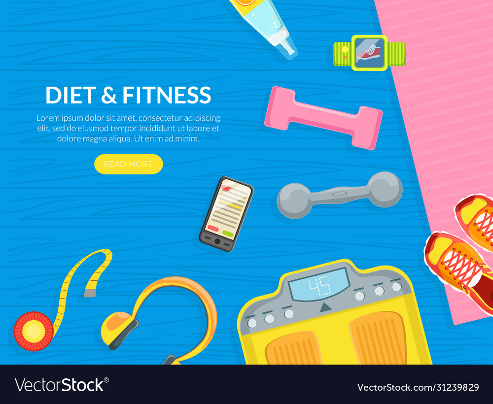 Diet and fitness landing page templates set Vector Image Diet and fitness landing page templates set Vector Image