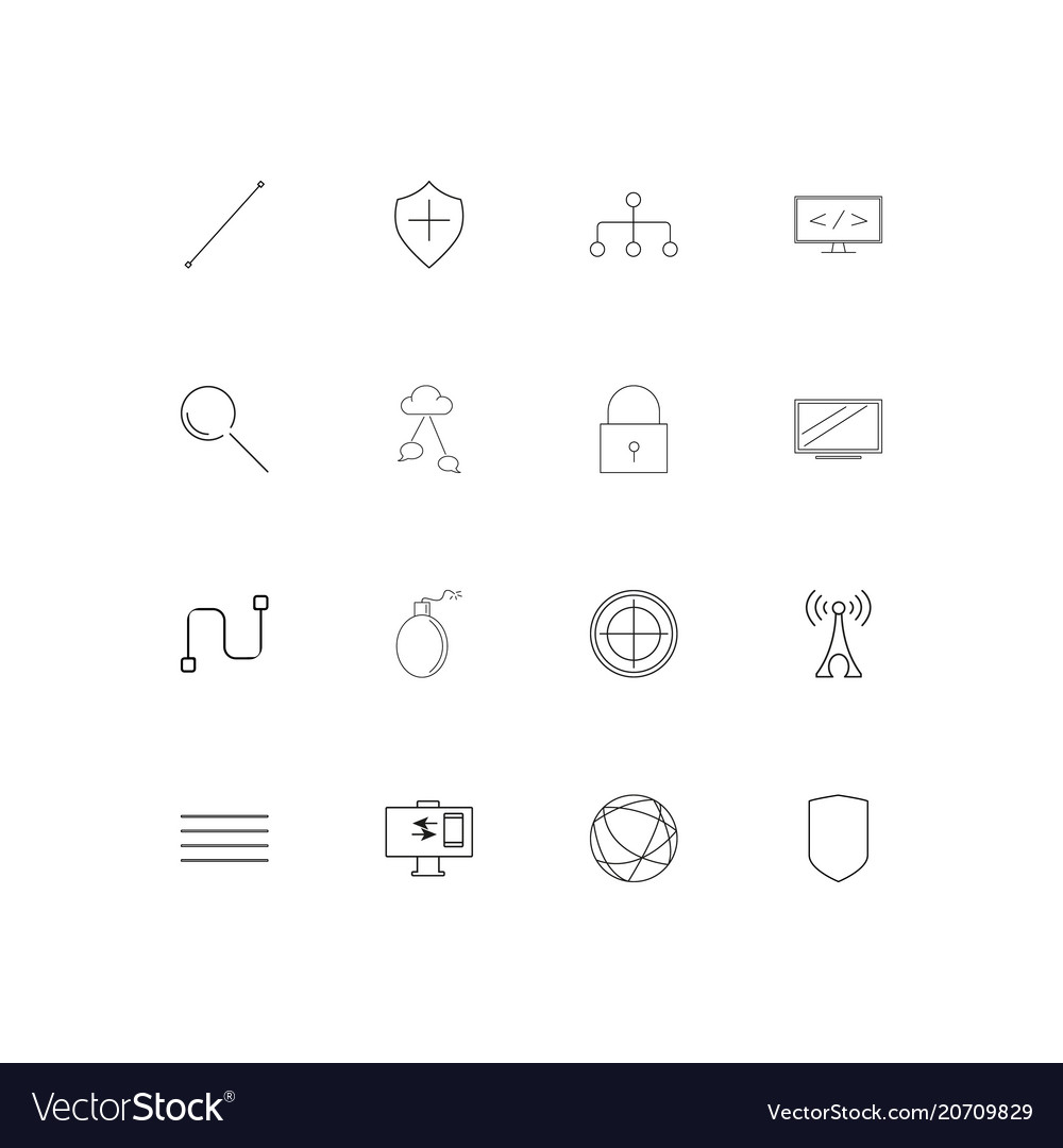 Internet security simple linear icons set