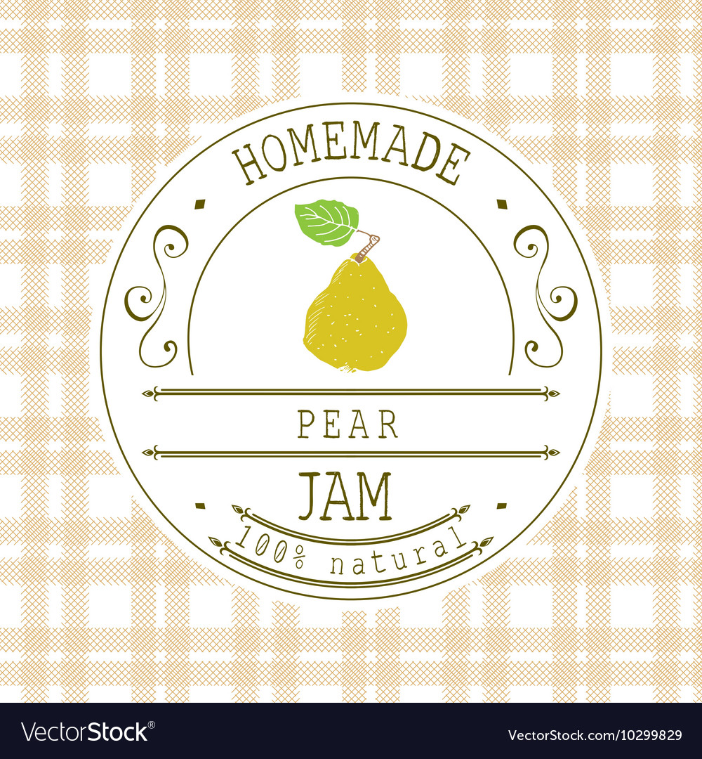 Jam label design template for pear dessert product