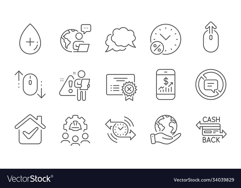 Scroll down stop talking and chat message icons vector image Scroll down stop talking and chat message icons